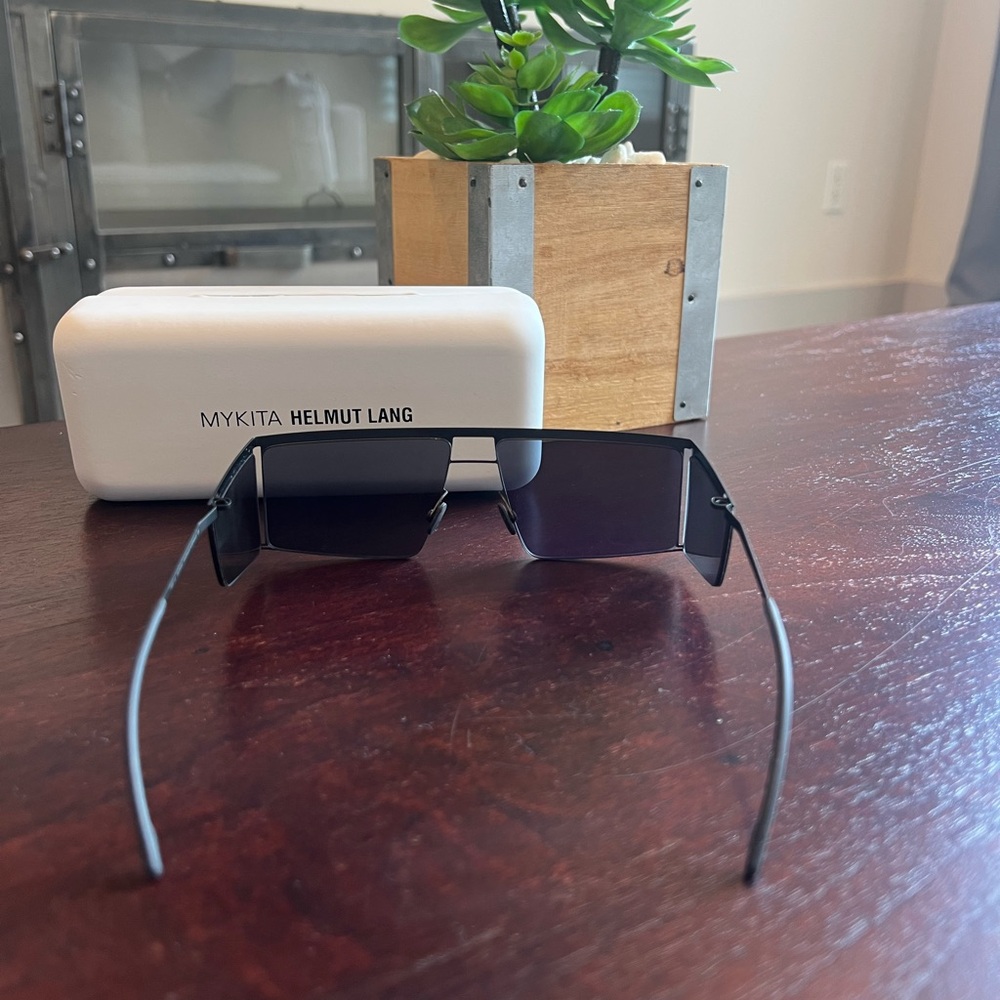Mykita x Helmut Lang Rectangular Shield Sunglasses Black Minimalist Germany - Picture 3 of 7